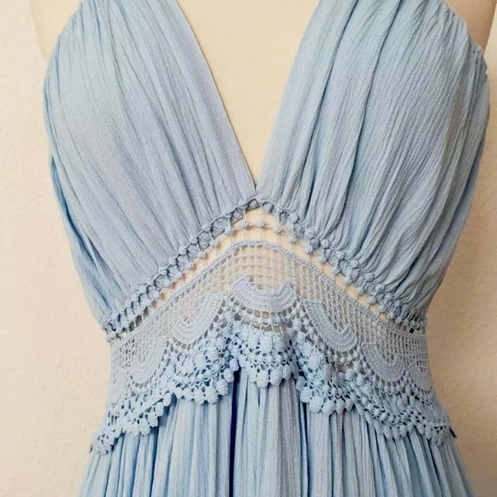 Anthropologie Maxi Dress New Size Large Blue Wedding Bridesmaid Boho Bridal